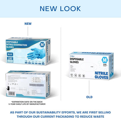 Medguy Medical Blue Nitrile Exam Gloves - 4.5 Mil, 100 Pcs, Powder-Free & Latex-Free, Food-Safe