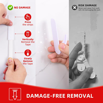 Sinfuo Utility Wall Hooks - Heavy Duty Adhesive for Damage-Free Hanging | 16 Hooks & 20 Strips