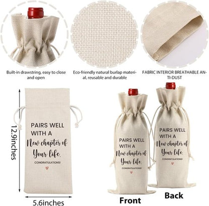 BQXS Going Leaving Moving Away Farewell Retirement Gifts for Friends Coworkers Women, New Jop Beginning Business Owner Gifts Wine Bag, Pairs Well With A New Chapter Wine Bag