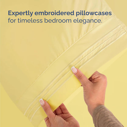 Skiennix Twin Size 3-Piece Sheet Set - Comfy Cooling Bed Sheets - Ultra-Soft, Deep Pockets, Yellow
