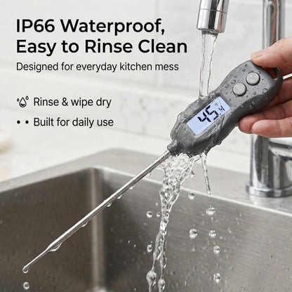 Meat Thermometer by [Brand Name] - Digital Instant Read with Backlight | Waterproof for BBQ, Grilling & Baking (Black)