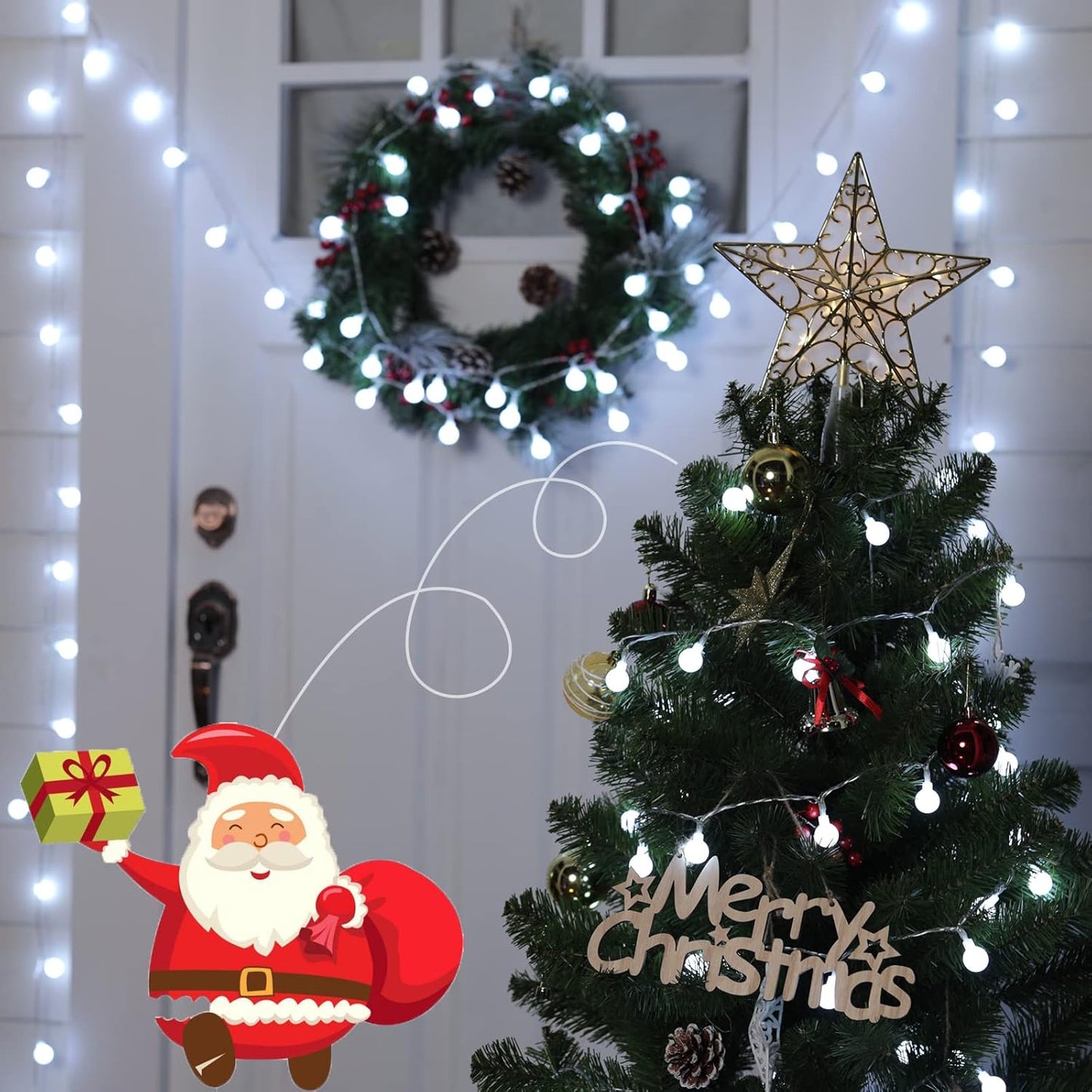 Minetom 33 Feet Globe Ball String Lights - 100 LED Waterproof Fairy Lights with Remote | Pure White for Indoor & Outdoor Decor