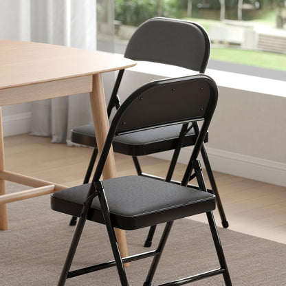 Nazhura Folding Chairs - 4 Pack Fabric Dining Chairs with Padded Cushion | Indoor/Outdoor Use (Charcoal)