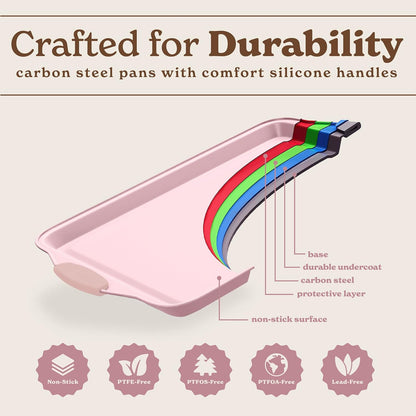Country Kitchen Nonstick Bakeware Set - Heavy Duty, Durable & Easy Release, Pink | 10 Pieces