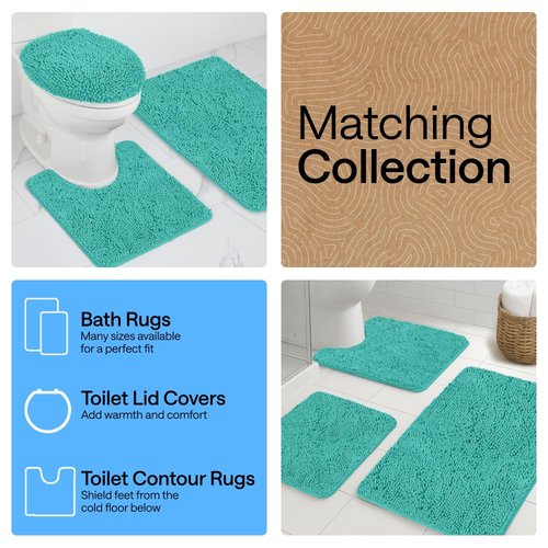 GORILLA GRIP Bath Rug Mat 44x26, Soft Absorbent Chenille, Quick Dry Microfiber Mats, Rubber Backing Washable Shower Floor Rugs, Bathmat Runner, US Designed Bathroom Home Decor Accessories Turquoise