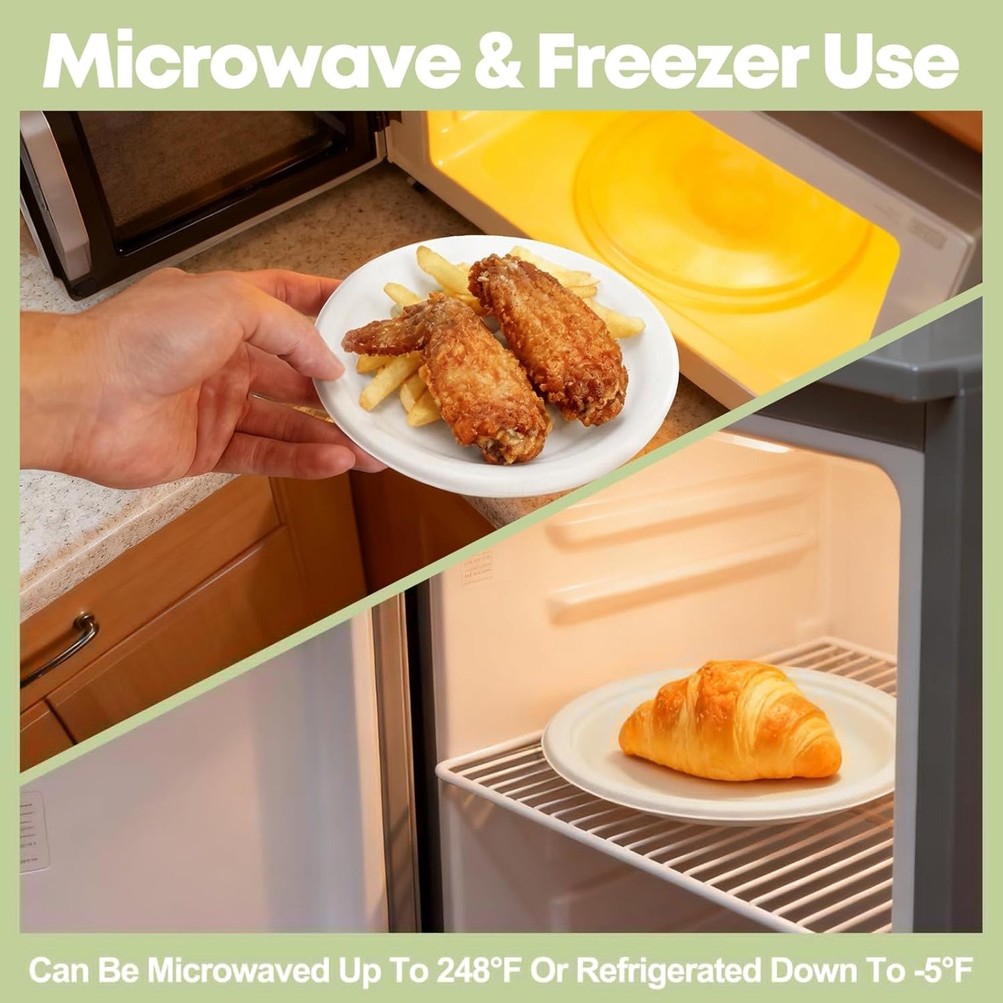 W&Y 100 Pack Heavy-Duty 6-Inch Disposable Paper Plates - Compostable, Microwave-Safe & Leak-Proof