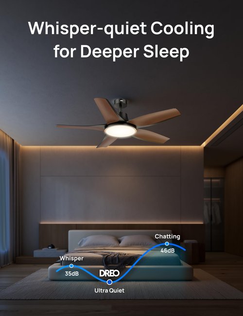 DREO Smart Ceiling Fans with Lights, Low Profile Ceiling Fan with Alexa/App, 52'' Dimmable Lighting & Color Tuning, RGB Ambient Light for Living Room, Game Room, Easy Installation, Quiet, Black