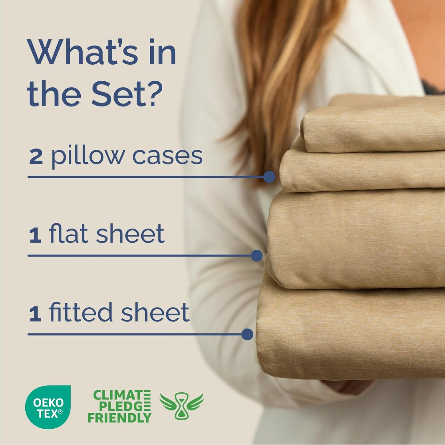 Skiennix Queen Size 4-Piece Sheet Set - Comfy Cooling Bed Sheets | Hotel Luxury Tan Color, Deep Pockets