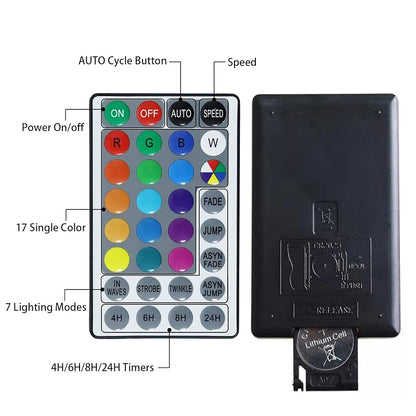Christmas Star Tree Topper 9.5in 17 Colors with 4 Speed Modes & Remote (3AA Battery Powered) - IP44 Indoor/Outdoor