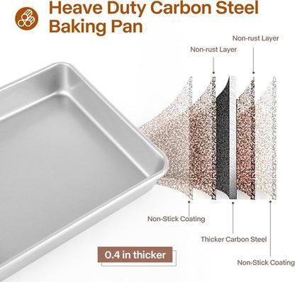 Deep Baking Pans Set by Siliver - Nonstick Heavy Duty Bakeware for Lasagna & Brownies | 9/11/13 Inch