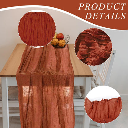 Skiennix Cheesecloth Table Runner - Boho Romantic Wedding Decor | 12 Pack, 35" x 118", Terracotta