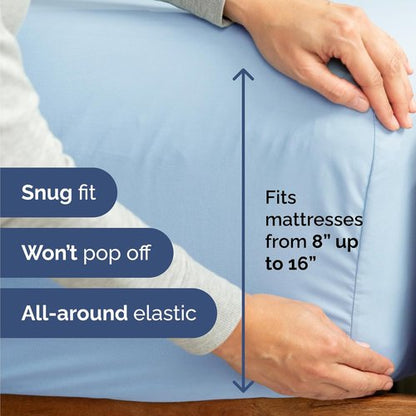 Hotel Luxury Twin Size 3-Piece Sheet Set by [Brand Name] - Comfy, Breathable & Cooling - Deep Pockets, Soft, Wrinkle-Free - Light Blue