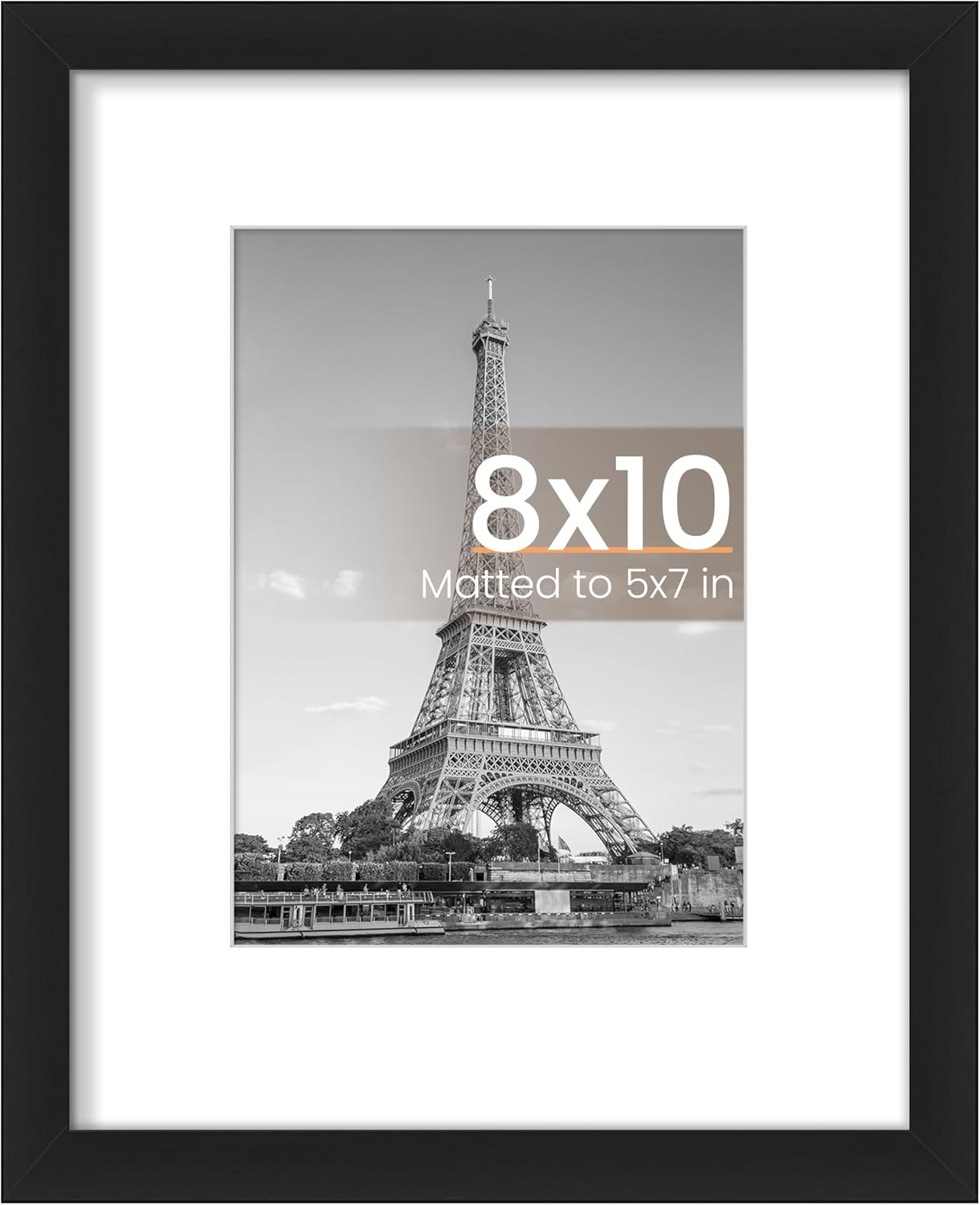 Upsimples 8x10 Picture Frame - Versatile Display for 5x7 with Mat or 8x10 Without Mat, Black