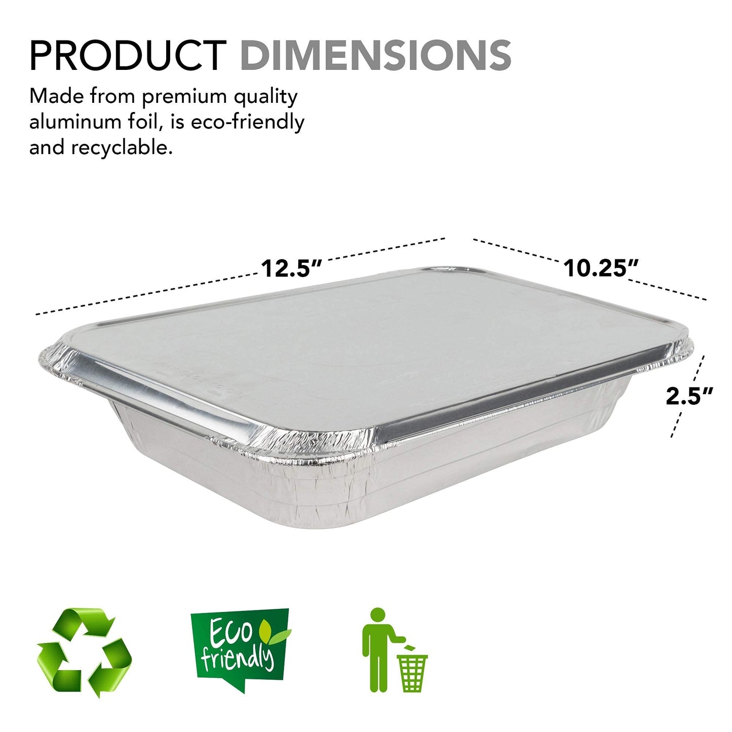 Stock Your Home 9x13 Pans with Lids (10 Pack) - Aluminum Foil Pans with Lids - Disposable Foil Tray - Half Size Steam Table Deep Pans - Tin Foil Pans for Cooking, Food Storage, BBQ, Grilling, Catering