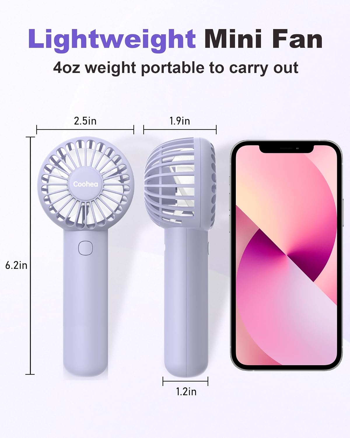 Skiennix Mini Handheld Fan - USB Rechargeable, 3-Speed Portable Design | Ideal for Makeup, Travel & Office - Purple