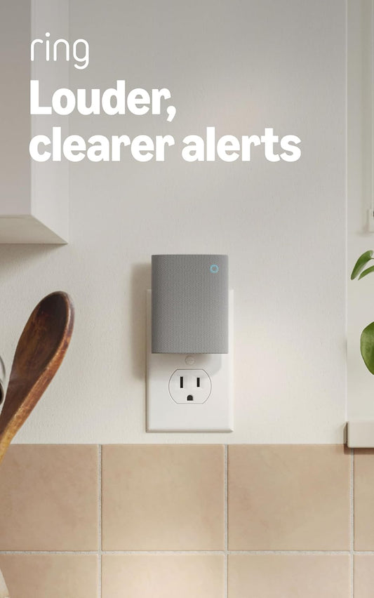 Ring Chime - Enhanced Audio Alerts | Easy Plug-In Setup & Sleek Design - White
