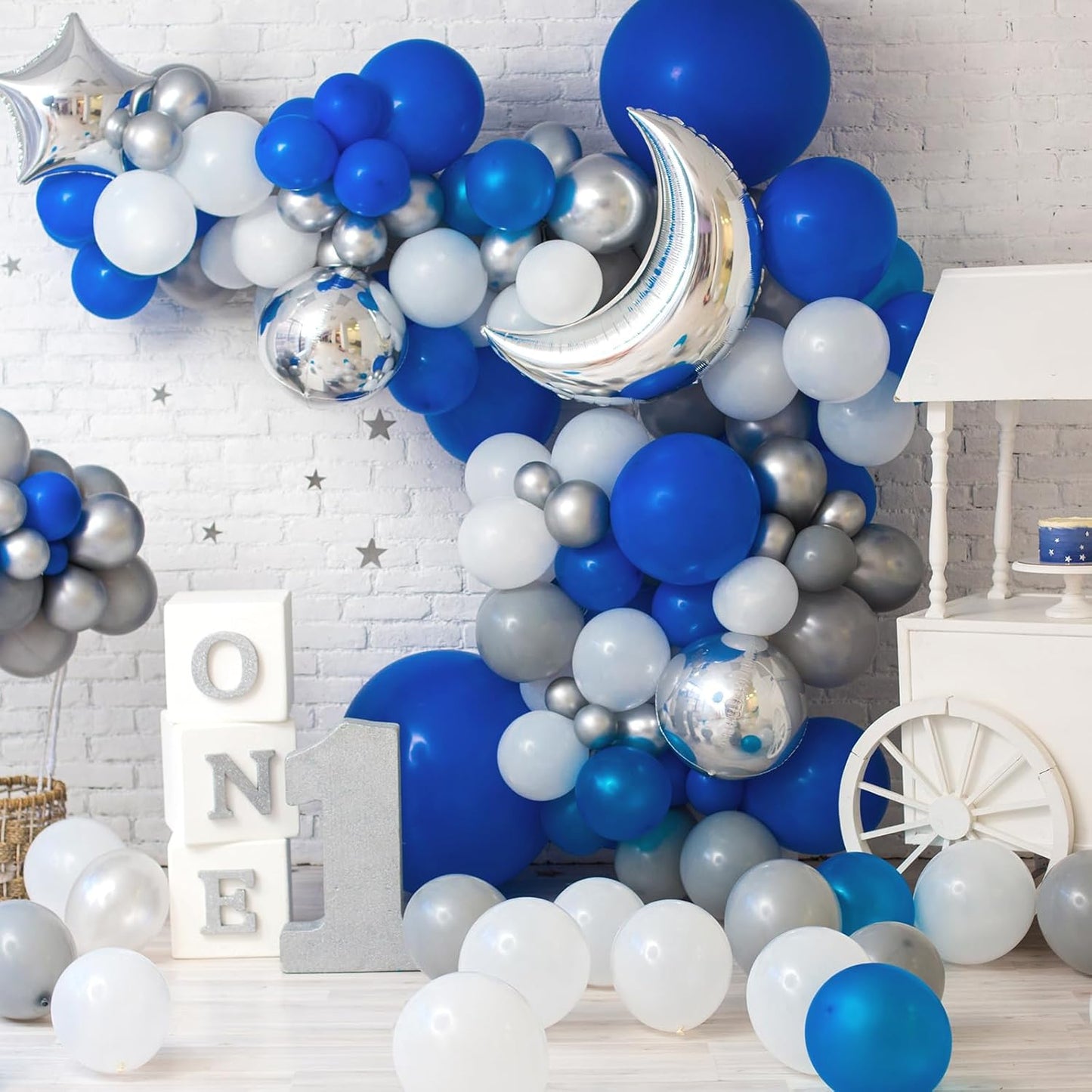 RUBFAC Dark Blue Balloons - 129-Piece Set in Various Sizes for Birthday, Gender Reveal & Baby Shower Decor