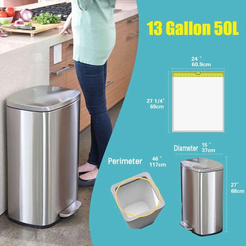 Strong Tall Kitchen Drawstring Trash Bags,big tall garbage can liners, 13 Gallon, Unscented, 50 Count