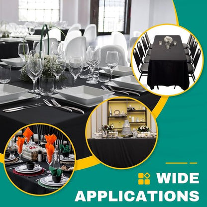 30 Pack Black Plastic Tablecloths | Disposable 54 x 108 Inch Covers for Rectangular Tables - Perfect for Parties & Events