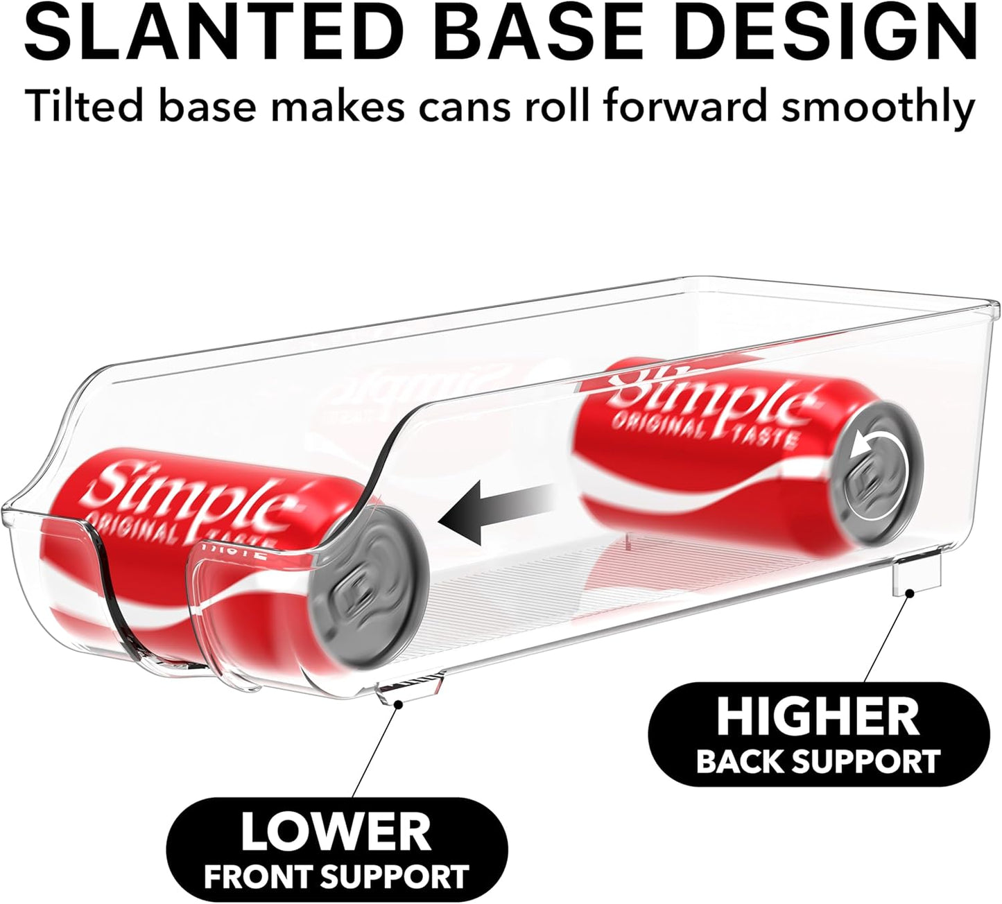 Simple Houseware Soda Can Organizer - Clear Dispenser for Refrigerator & Pantry | Set of 2
