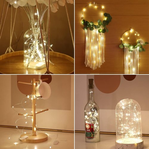 HXWEIYE Fairy Lights - 18 Pack Battery Operated 7ft Warm White Mini String Lights | Waterproof for Mason Jars & Events