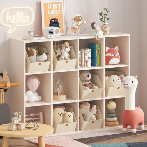 Homsorout Fabric Closet Storage Cubes - 6 Pack Square Bins with Dual Handles for Organizing Small Spaces | Beige