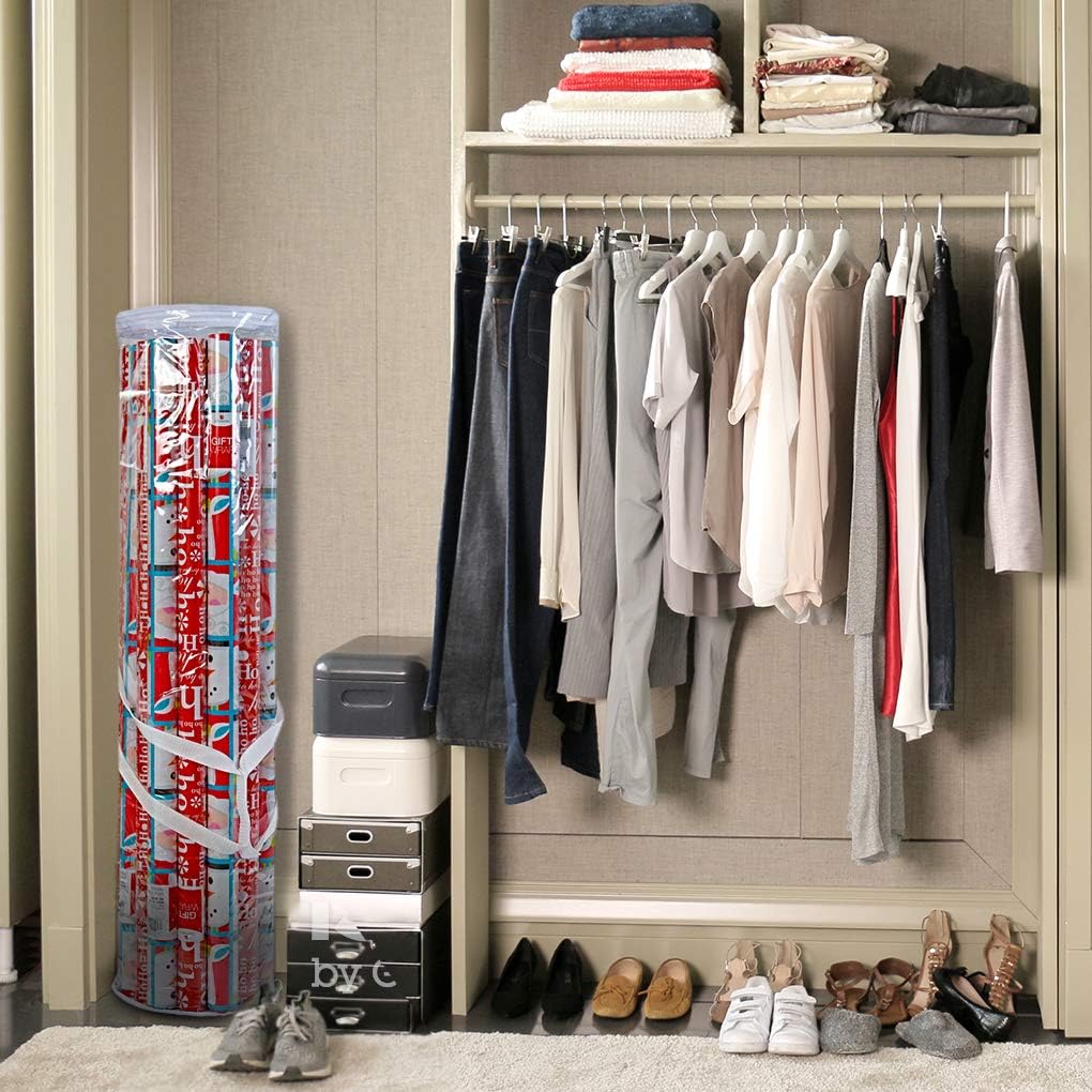 ProPik Gift Wrap Organizer - Heavy-Duty Wrapping Paper Storage Bag | Holds Up to 24 Rolls, 40 Inch Long, Clear PVC