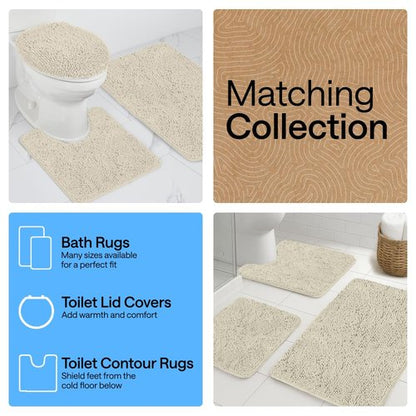 GORILLA GRIP Bath Rug Mat 48x24, Thick Absorbent Chenille, Quick Dry Microfiber Mats, Rubber Backing Washable Shower Floor Rugs, Bathmat Runner, US Designed Bathroom Home Decor Accessories Dusty Cloud