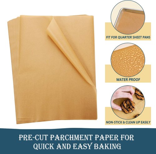 Hiware Parchment Paper Baking Sheets - 200 PCS Precut Non-Stick 9x13 IN for Baking & Cooking | Unbleached, Fits Quarter Sheet Pans