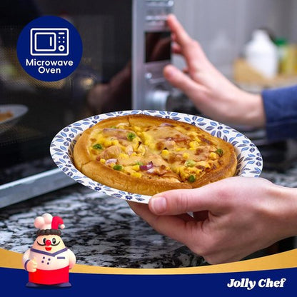 JOLLY CHEF 10-Inch Heavy Duty Disposable Paper Plates - 140 Count, Soak Proof & Cut Proof