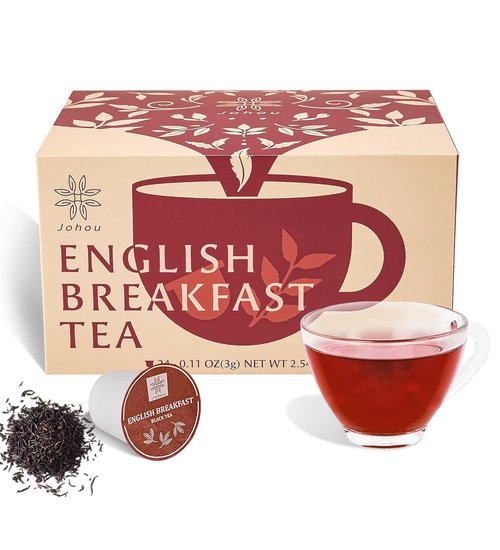 Johou English Breakfast Black Tea Pods - Full-Flavor Taiwan Tea, Compatible with K-Cup Brewers | 24 Pods