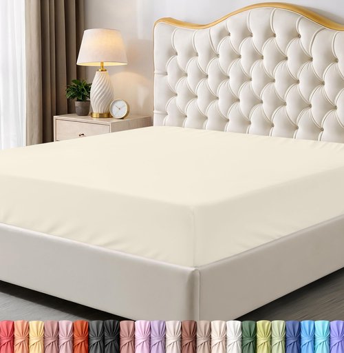 Utopia Bedding Queen Fitted Sheet - Bottom Sheet - Deep Pocket - Soft Microfiber - Shrinkage and Fade Resistant - Easy Care -1 Fitted Sheet Only (Ivory)