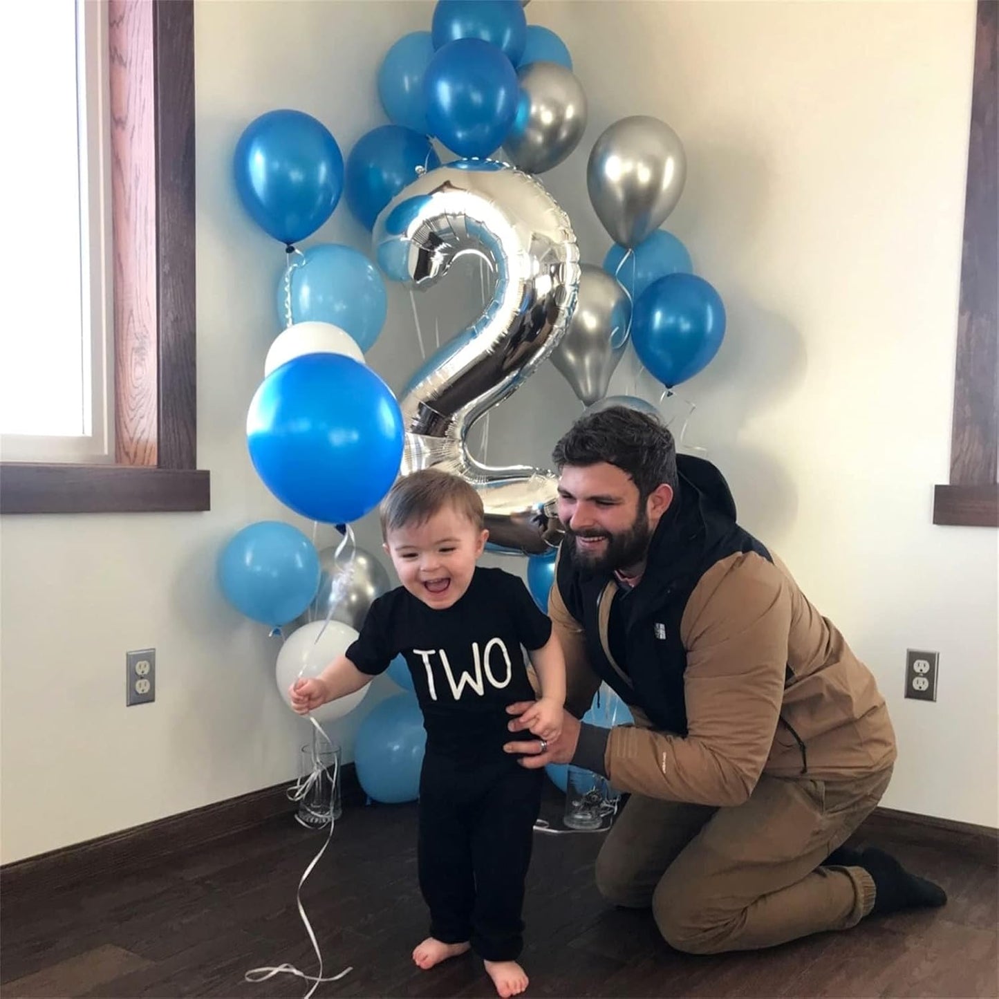 Silver Number 4 Balloons - 40-Inch Large Foil Helium Balloon for Birthday Celebrations | Self-Inflating Design