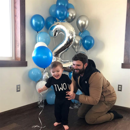 Silver Number 4 Balloons - 40-Inch Large Foil Helium Balloon for Birthday Celebrations | Self-Inflating Design