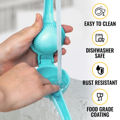 Zulay Premium Quality Metal Lemon Squeezer, Citrus Juicer, Manual Press for Extracting the Most Juice Possible - Light Blue