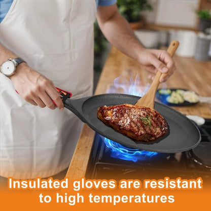 4 PCS Fajita Skillet, Cast Iron Skillet Set, Sizzler Plates With Wooden Base And Handle Cover, Steak Plates, Cast Iron Plates for Home Party Eating