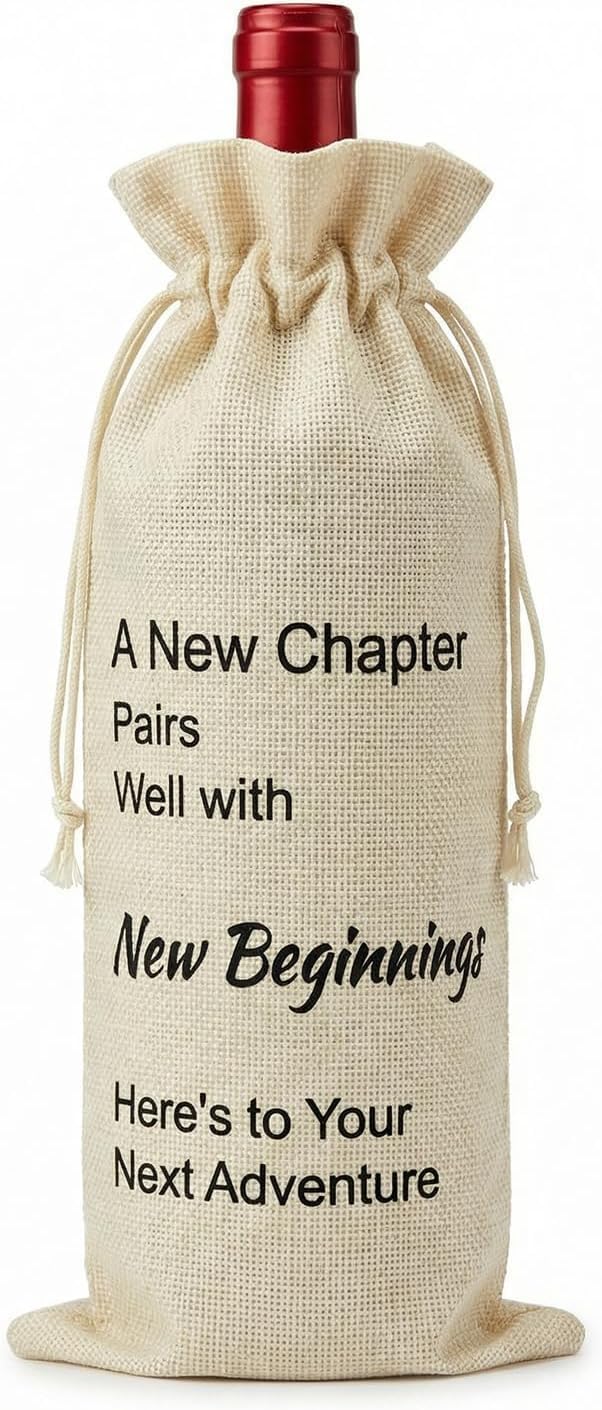 NUMIFUN Adventure Themed Reusable Wine Bag – Motivational Wine Gift Bag for New Jobs, Travel & Good Luck, Drawstring Bottle Cover for 750ml Celebratory Gifts