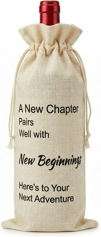 NUMIFUN Adventure Themed Reusable Wine Bag – Motivational Wine Gift Bag for New Jobs, Travel & Good Luck, Drawstring Bottle Cover for 750ml Celebratory Gifts