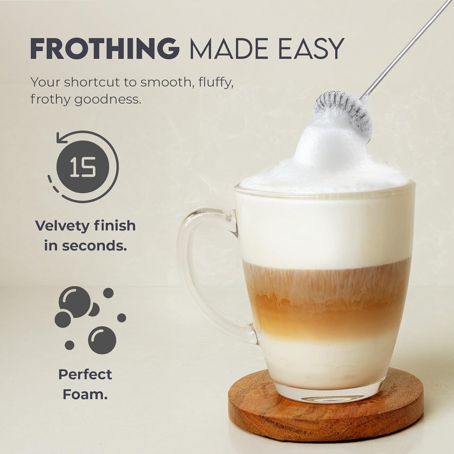 Zulay Kitchen Powerful Milk Frother Wand - Handheld Stainless Steel - Battery Operated Drink Mixer for Coffee, Lattes, Cappuccino, Matcha - Froth Mate Frother Gift - Dark Green