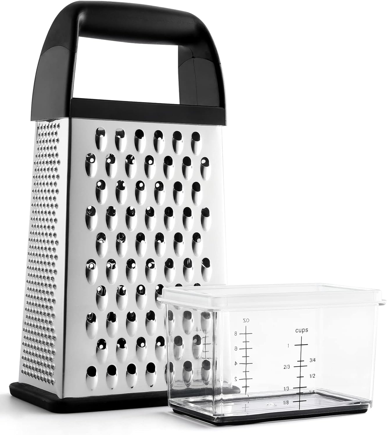 Urbanstrive Cheese Grater - Stainless Steel Box Grater with Container | Dishwasher Safe Kitchen Tool