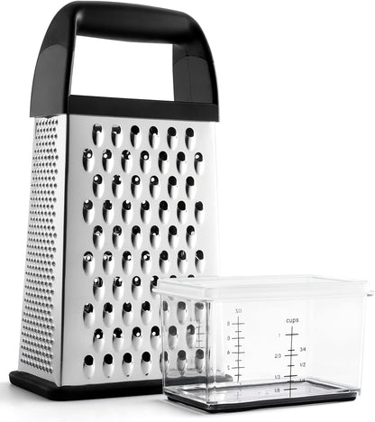 Urbanstrive Cheese Grater - Stainless Steel Box Grater with Container | Dishwasher Safe Kitchen Tool