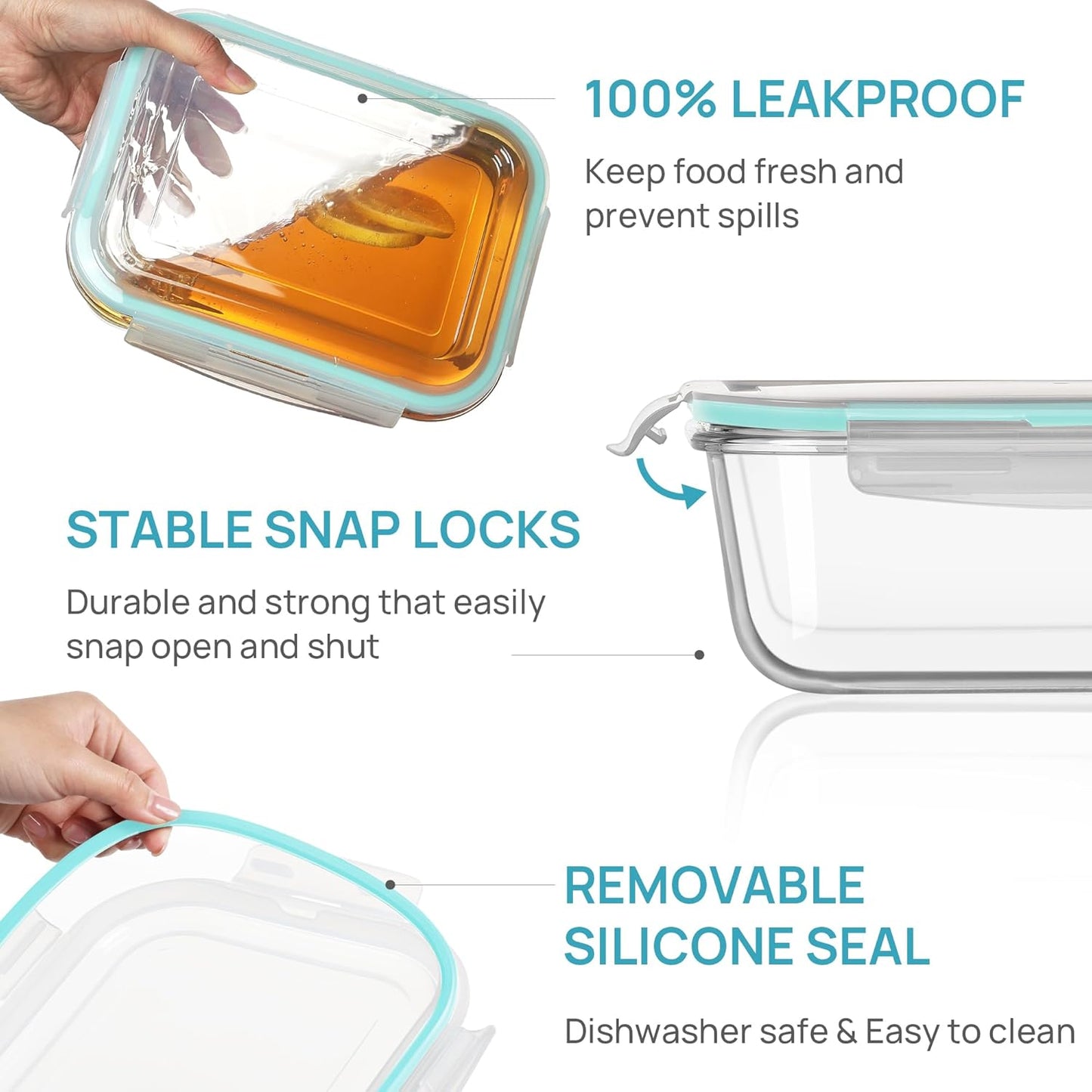 Vtopmart Large Glass Food Storage Containers - 122oz & 50oz with Airtight Lids | BPA-Free for Meal Prep & Roasting