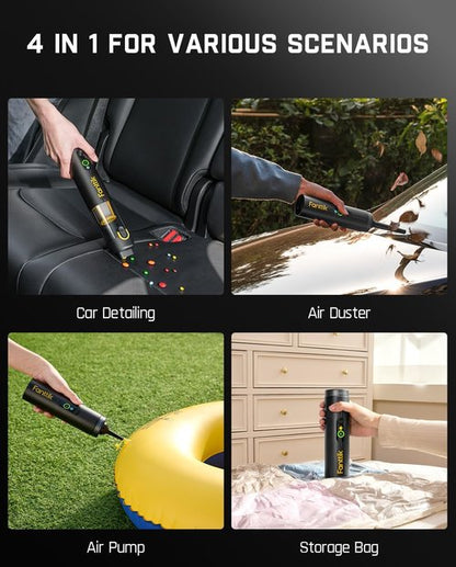 Fanttik Slim V10 APEX Cordless Car Vacuum - 4-in-1 Portable Handheld with 19kPa Suction Power | Smart Digital Display & 2 Modes (Black)