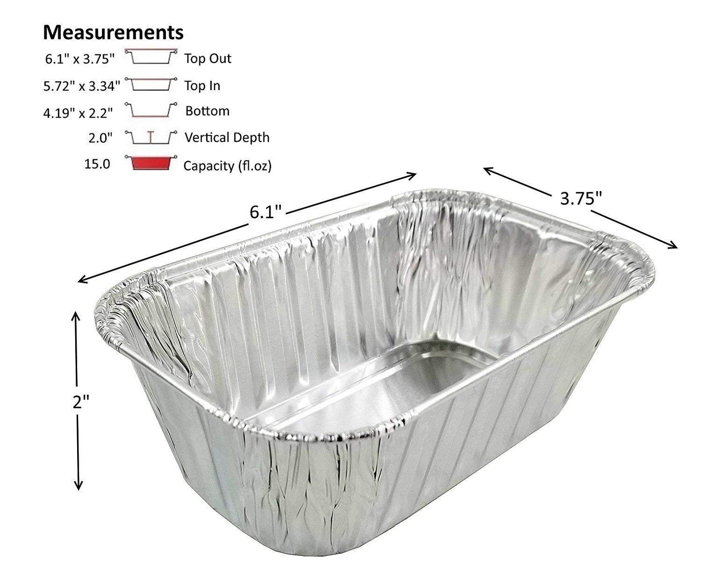 PACTOGO Disposable 1 lb. Aluminum Foil Mini Loaf Pans with Clear Low Dome Lids (Pack of 20 Sets)