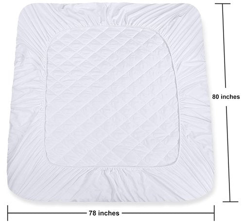 Utopia Bedding Quilted Fitted Mattress Pad, King Size, Elastic Fitted Mattress Topper Protector and Cover with Deep Pocket Stretches up to 16 Inches, Machine Washable (White)