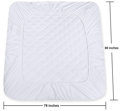 Utopia Bedding Quilted Fitted Mattress Pad, King Size, Elastic Fitted Mattress Topper Protector and Cover with Deep Pocket Stretches up to 16 Inches, Machine Washable (White)