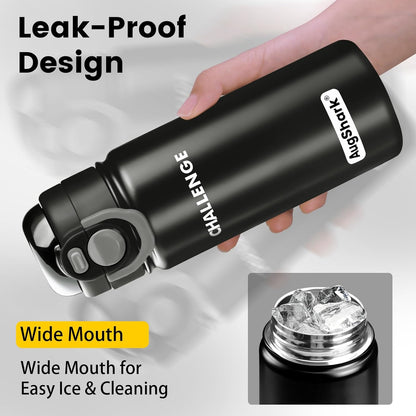 Skiennix 20 Oz Insulated Water Bottle - Leak-Proof, BPA-Free, Double-Walled for Travel & Sports | Black