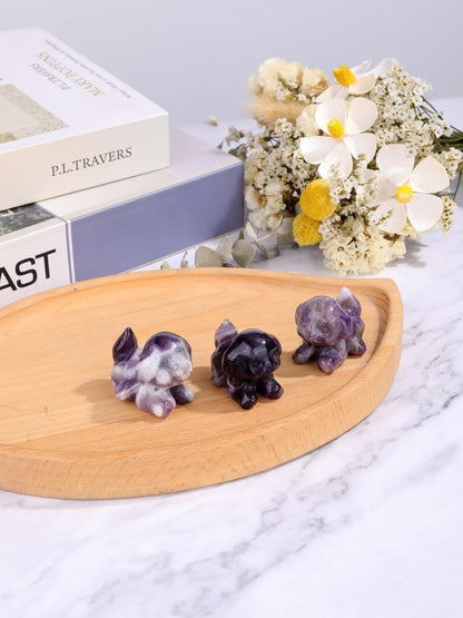 PESOENTH Purple Amethyst Crystal Dog Ornament Dog Lovers Gifts for Women Christmas Birthday,Cute Amethyst Stone Puppy Dogs Figurine Statue Home Room Decor,1.5"