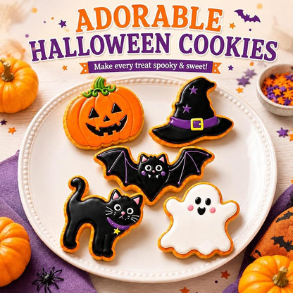 Halloween Cookie Cutters Set 5-Piece – Pumpkin, Bat, Ghost & More (Halloween medium)