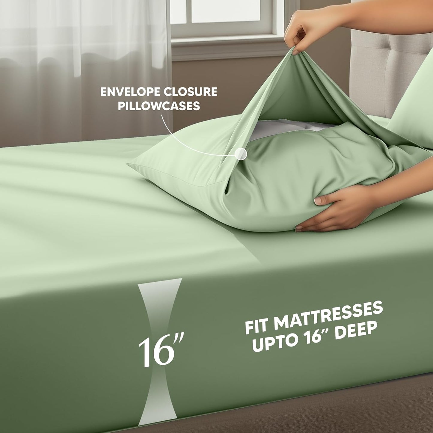 Utopia Bedding King Size Sheet Set - Soft & Breathable 4-Piece Microfiber Bedding in Sage